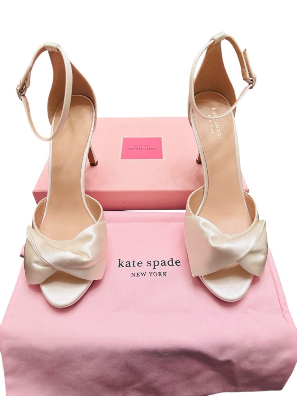 Kate Spade New York Ivory Satin Bridal Evening Dress Sandals Women’s 10B - Picture 2 of 13